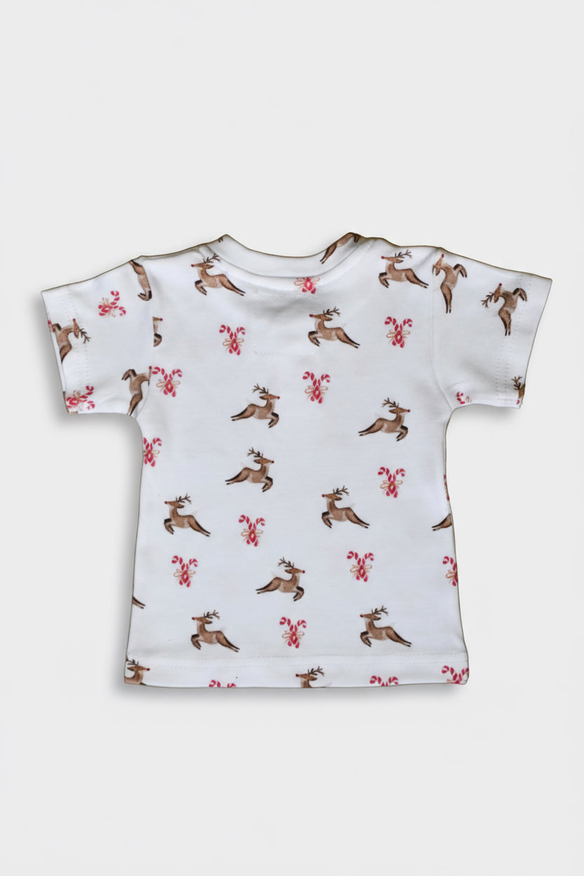 Christmas Print T-Shirt with Matching Shorts