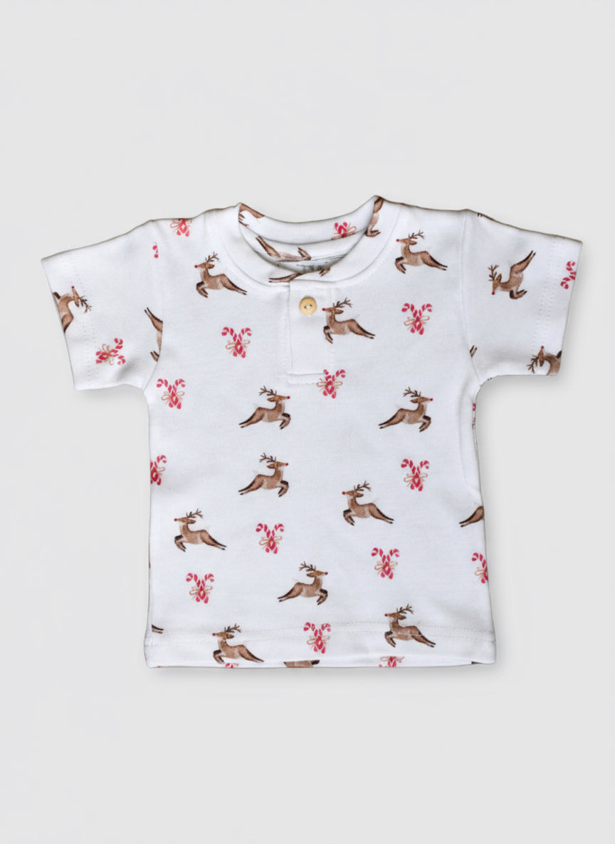 Christmas Print T-Shirt with Matching Shorts